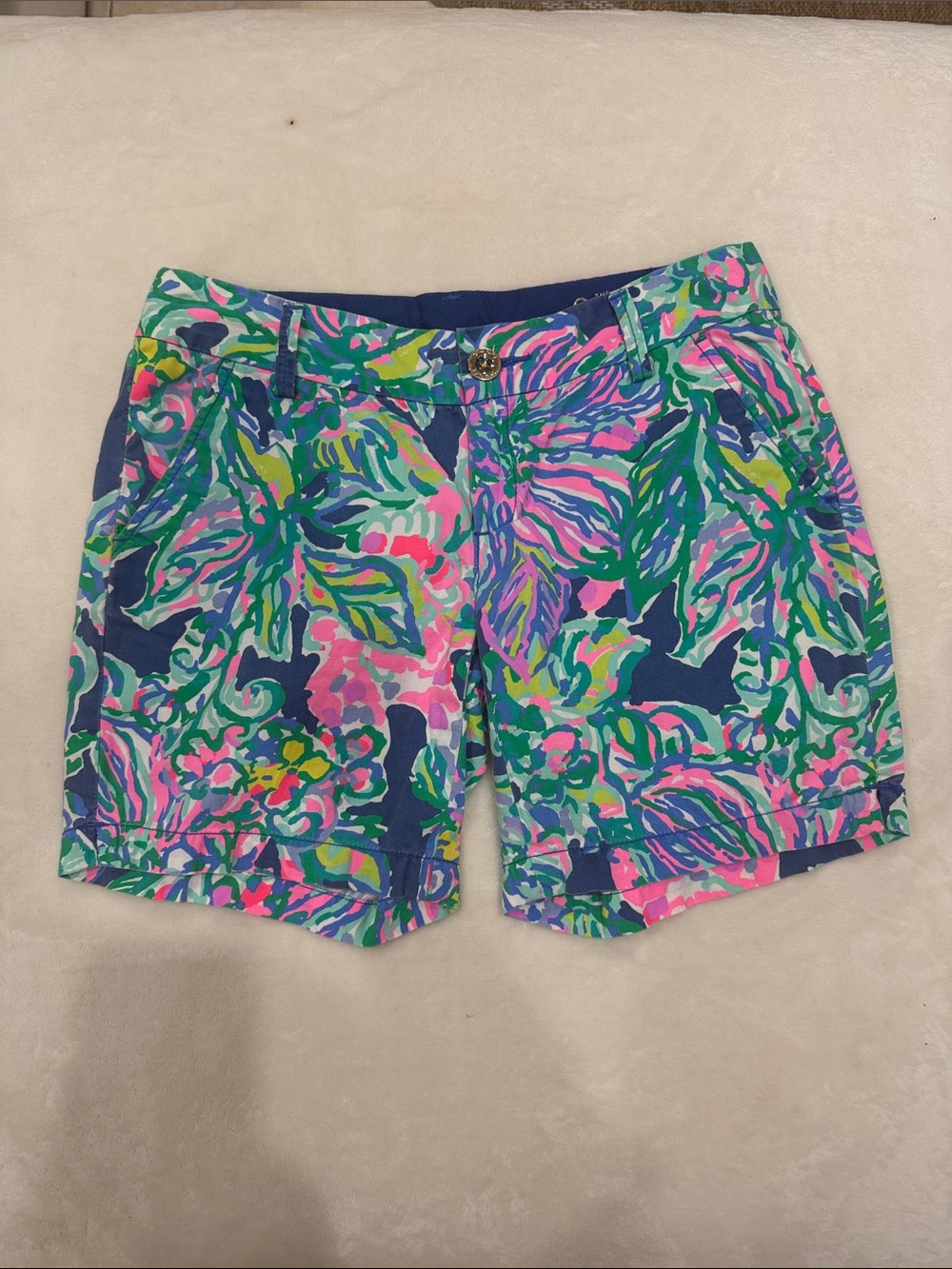 Lilly Pulitzer Jayne Shorts Light as a Feather Tropical Print Size 0